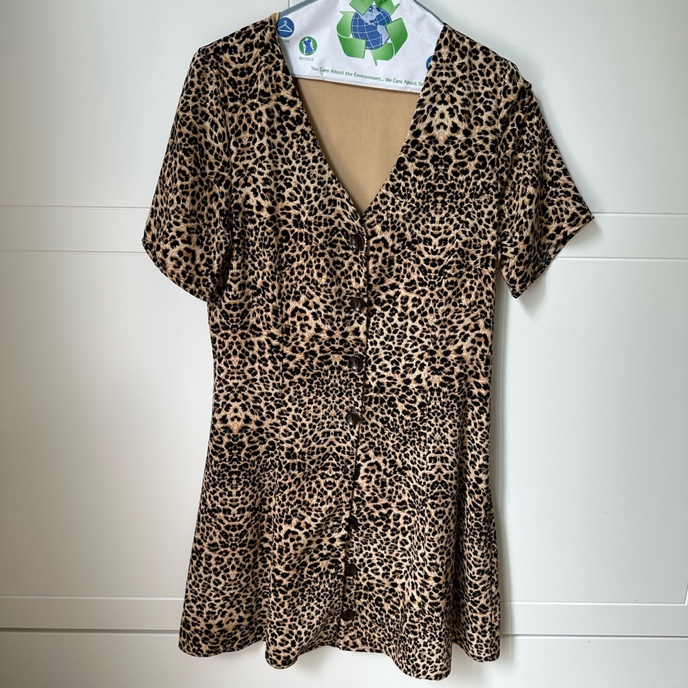 Pink Lily Leopard Print Mini Dress in Brown and Black